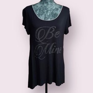 Vanilla Sugar Hi-Low Black Tee with Sparkly Be Mine